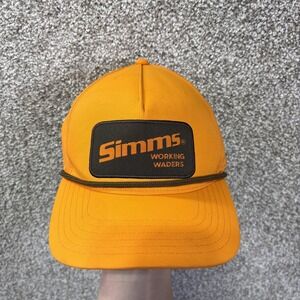 Simms Hat Cap Snap Back Mens One Size Orange Working Waders Nylon Rope Fishing